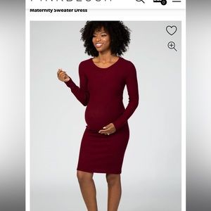 Pinkblush Burgundy Knit Long Sleeve Maternity Sweater Dress